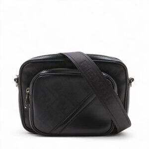 Fendi Diagonal Leather Shoulder Bag Black